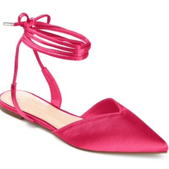 Nwot Journee Collection Theia Fuchsia pink Satin Sandals cushioned flat size 11 - Picture 1 of 15